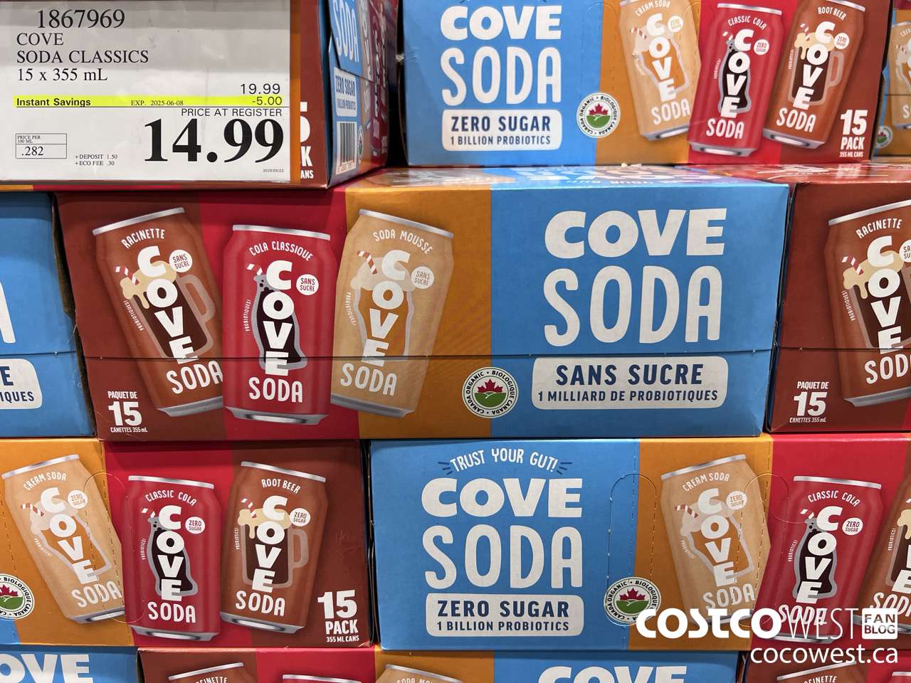 1867969 COVE SODA VARIETY 15 X 355ML ($5.00 INSTANT SAVINGS EXPIRES ON 2025-06-08) $14.99
