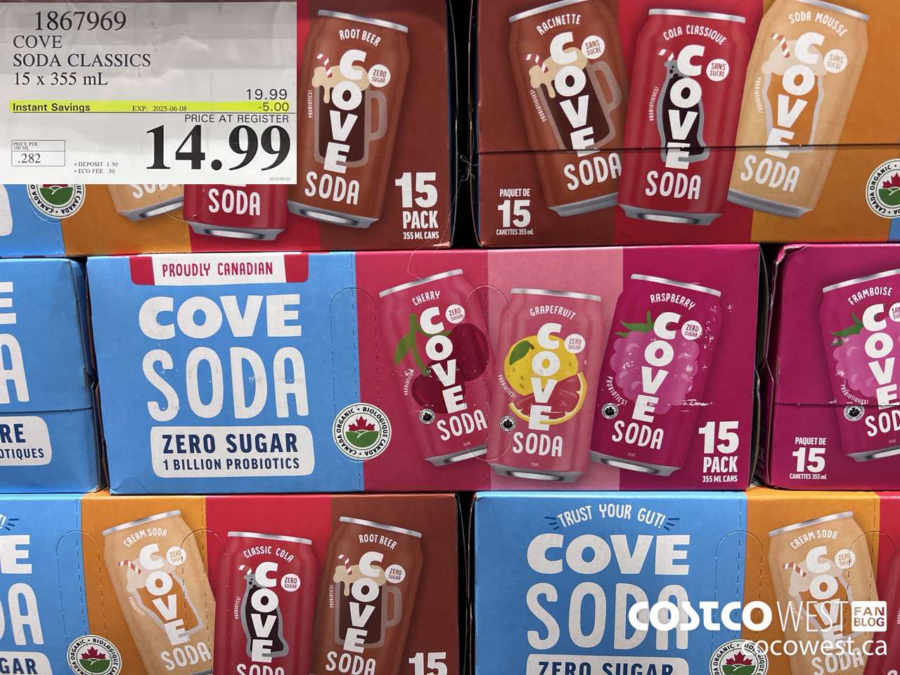 1867969 COVE SODA VARIETY 15 X 355ML ($5.00 INSTANT SAVINGS EXPIRES ON 2025-06-08) $14.99