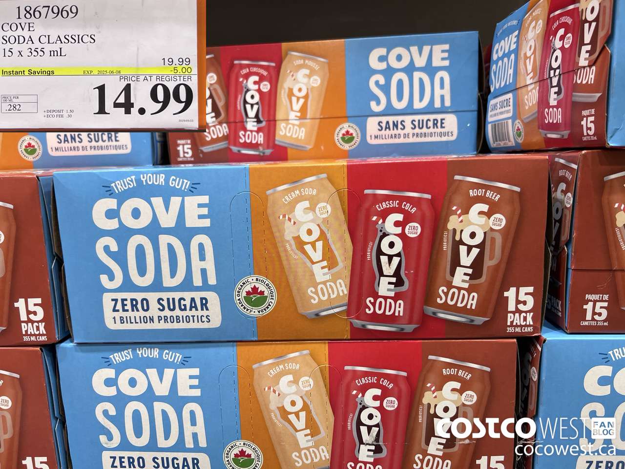 1867969 COVE SODA VARIETY 15 X 355ML ($5.00 INSTANT SAVINGS EXPIRES ON 2025-06-08) $14.99