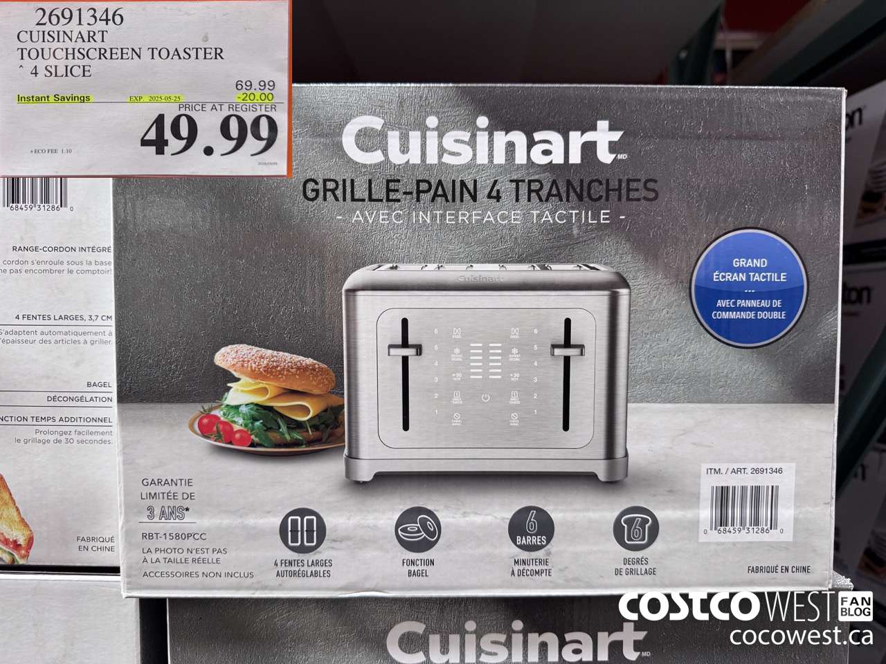 2691346 CUISINART TOUCHSCREEN TOASTER 4 SLICE ($20.00 INSTANT SAVINGS EXPIRES ON 2025-05-25) $49.99