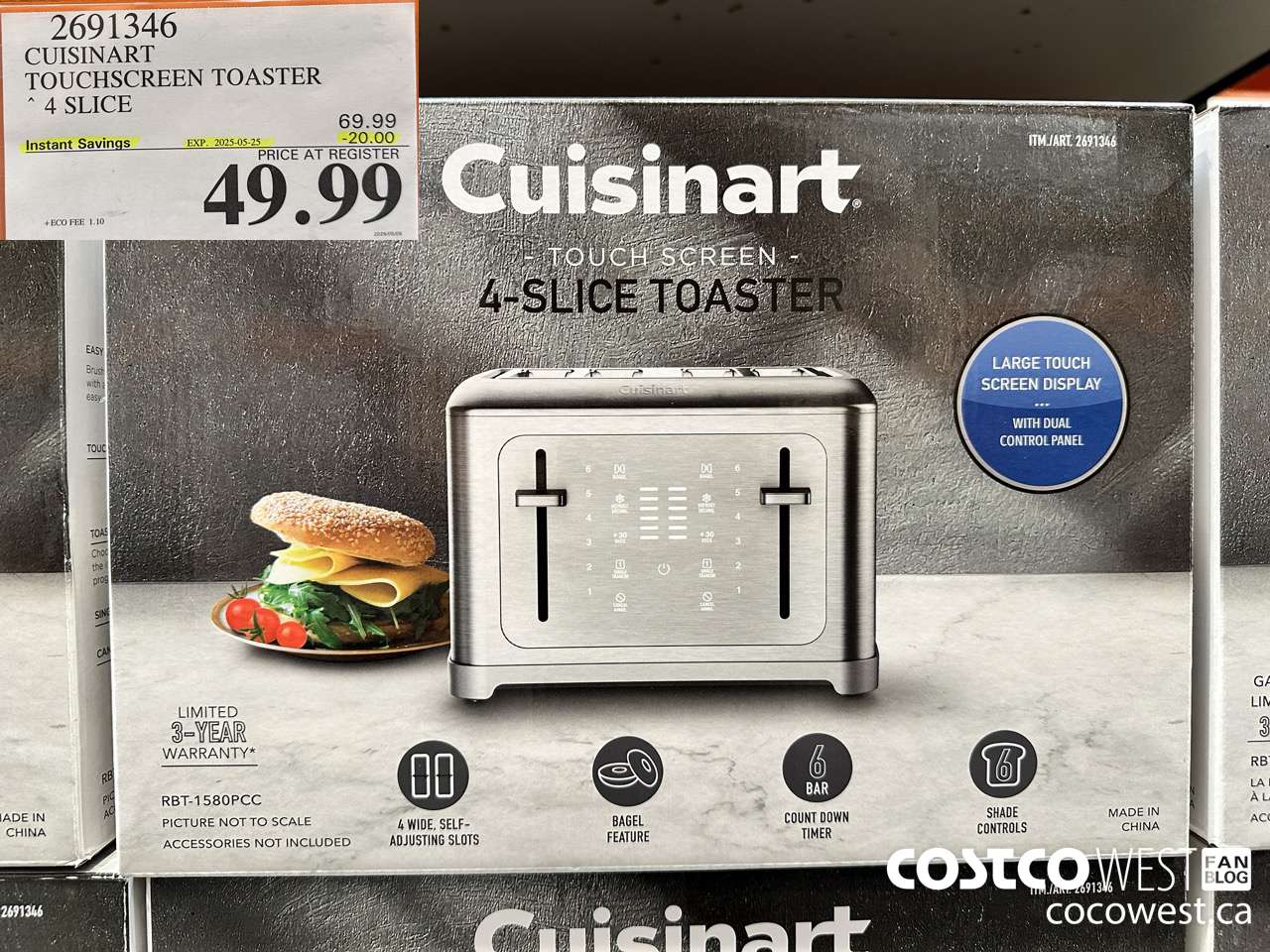 2691346 CUISINART TOUCHSCREEN TOASTER 4 SLICE ($20.00 INSTANT SAVINGS EXPIRES ON 2025-05-25) $49.99