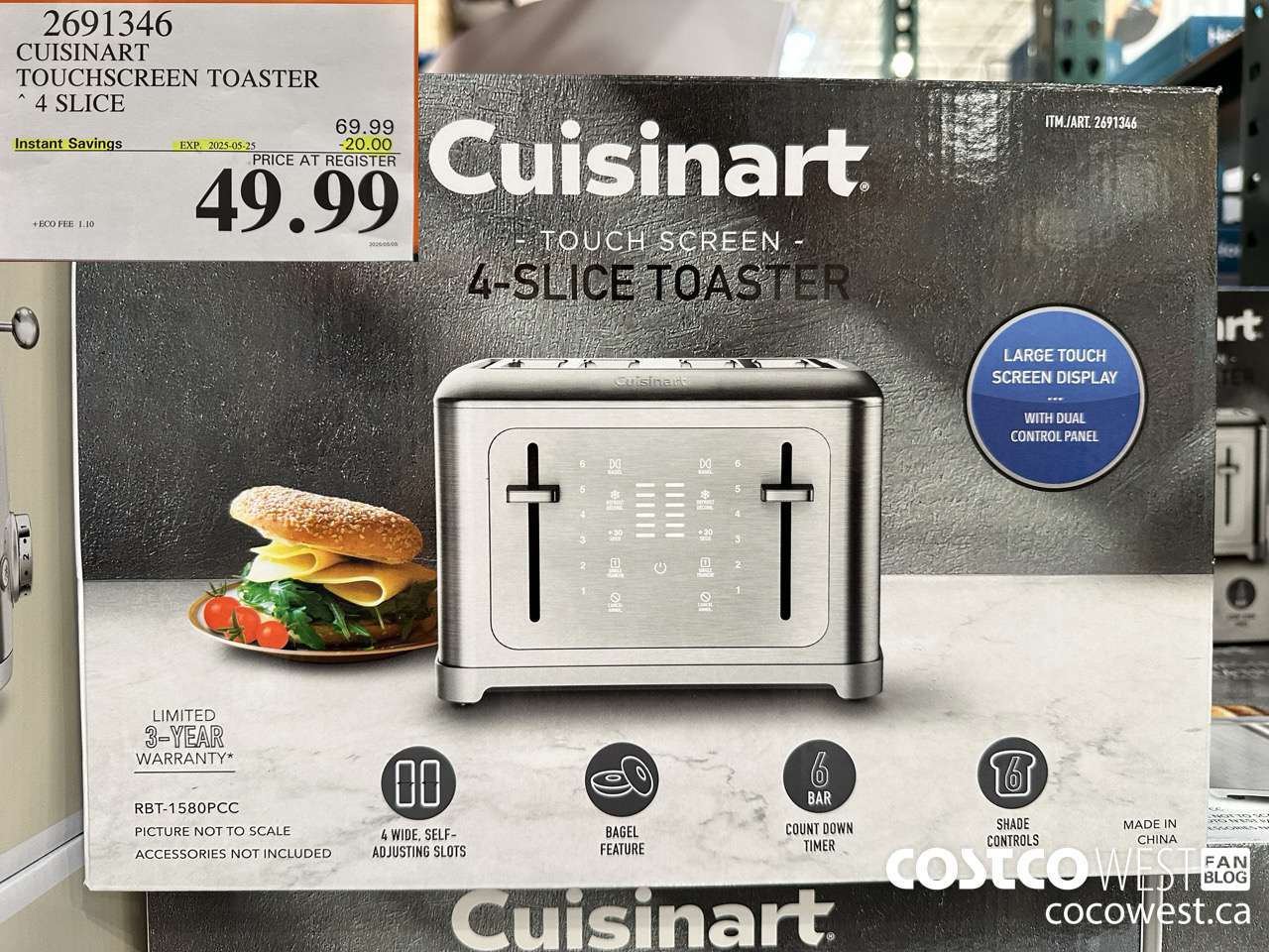 2691346 CUISINART TOUCHSCREEN TOASTER 4 SLICE ($20.00 INSTANT SAVINGS EXPIRES ON 2025-05-25) $49.99