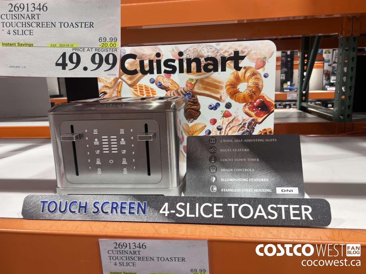 2691346 CUISINART TOUCHSCREEN TOASTER 4 SLICE ($20.00 INSTANT SAVINGS EXPIRES ON 2025-05-25) $49.99
