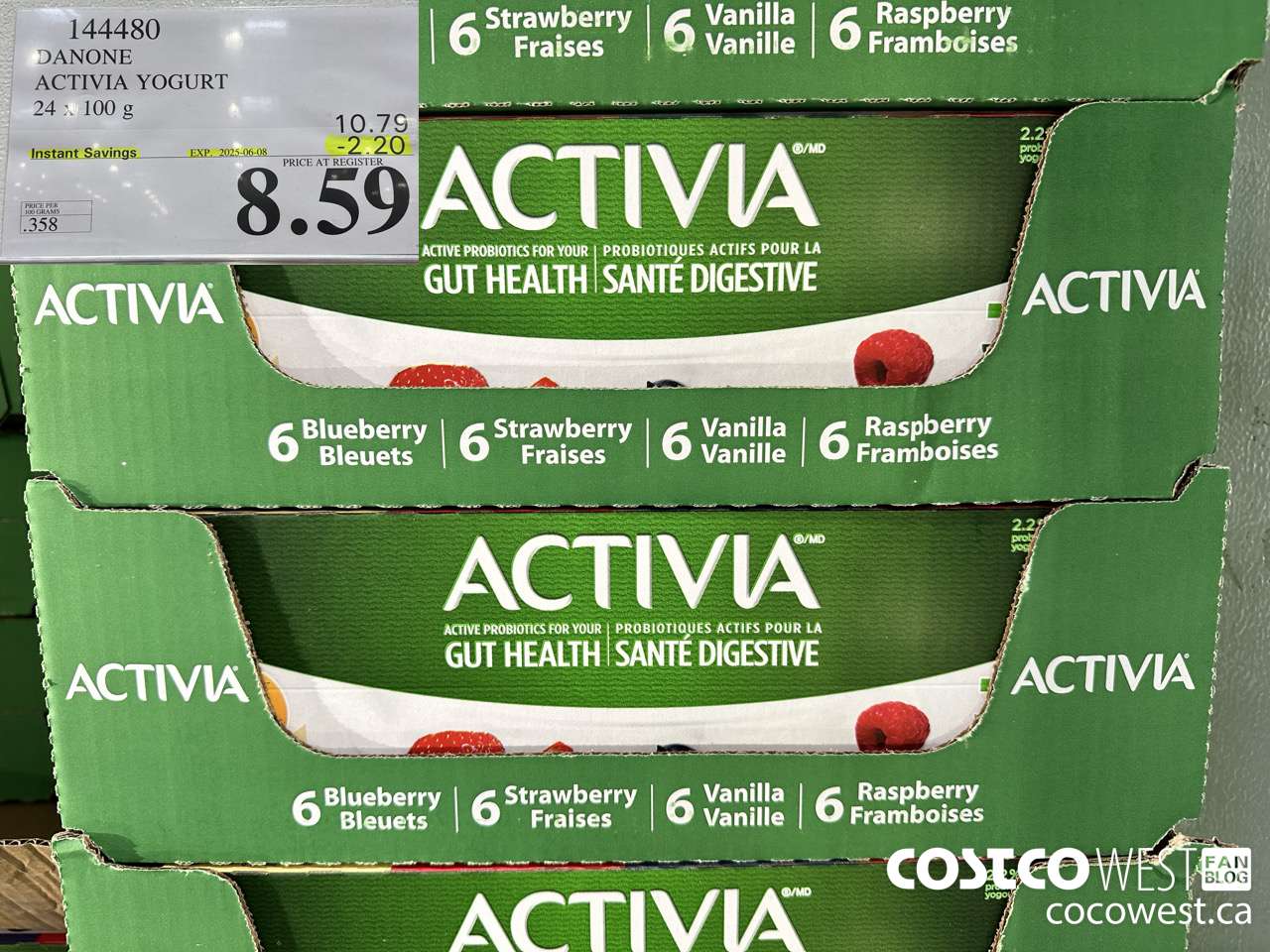 144480 DANONE ACTIVIA YOGURT 24 x 100 g ($2.20 INSTANT SAVINGS EXPIRES ON 2025-06-08) $8.59