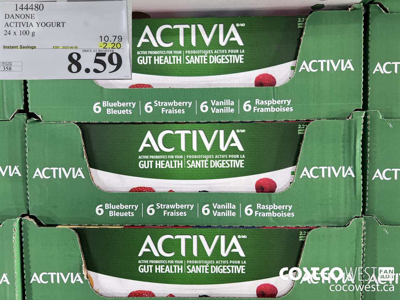 144480 DANONE ACTIVIA YOGURT 24 x 100 g ($2.20 INSTANT SAVINGS EXPIRES ON 2025-06-08) $8.59