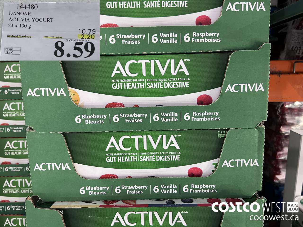 144480 DANONE ACTIVIA YOGURT 24 x 100 g ($2.20 INSTANT SAVINGS EXPIRES ON 2025-06-08) $8.59
