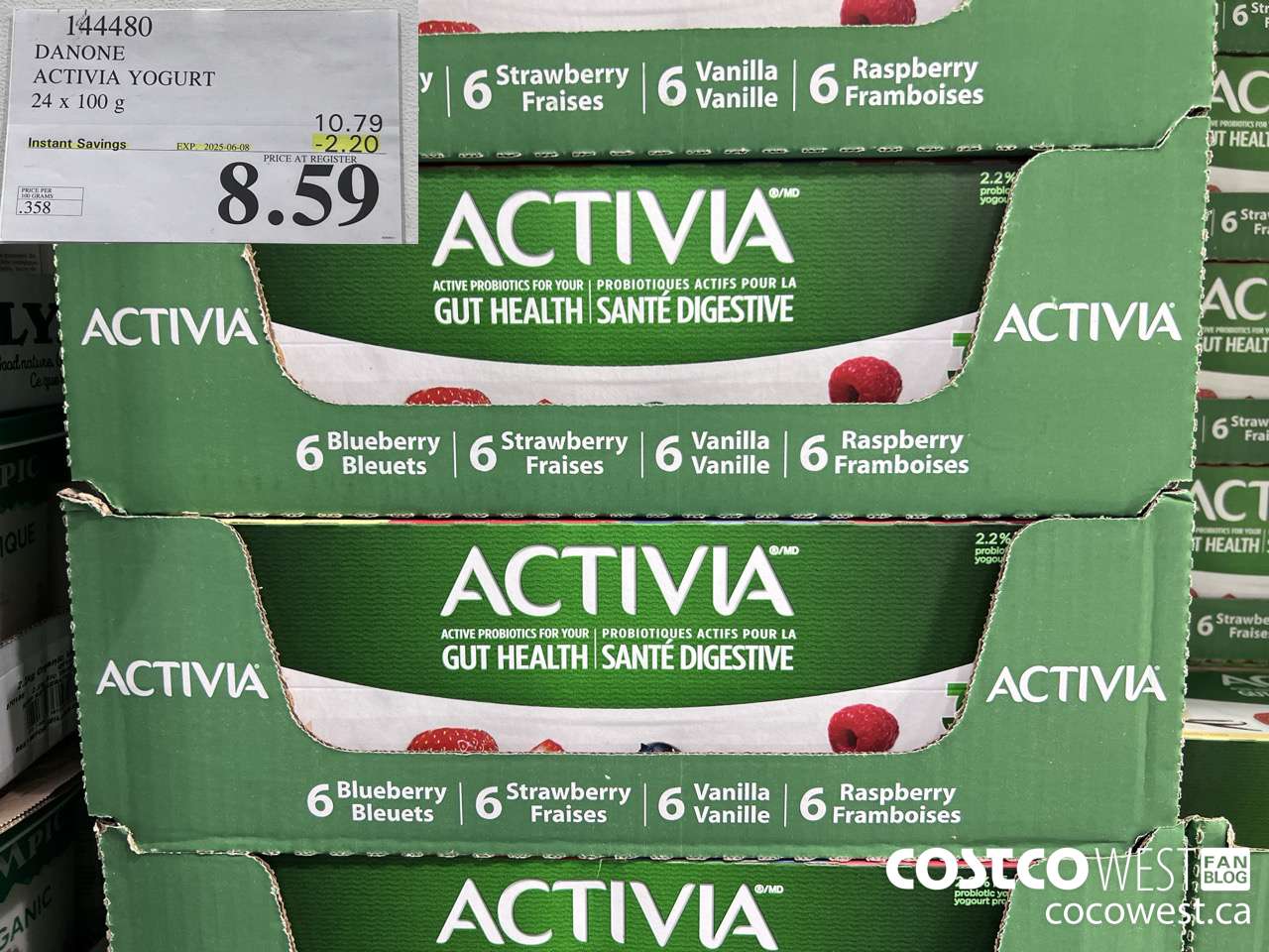 144480 DANONE ACTIVIA YOGURT 24 x 100 g ($2.20 INSTANT SAVINGS EXPIRES ON 2025-06-08) $8.59