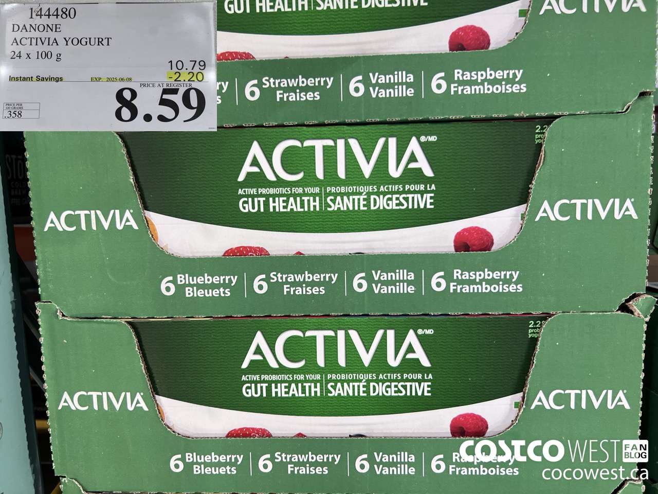 144480 DANONE ACTIVIA YOGURT 24 x 100 g ($2.20 INSTANT SAVINGS EXPIRES ON 2025-06-08) $8.59