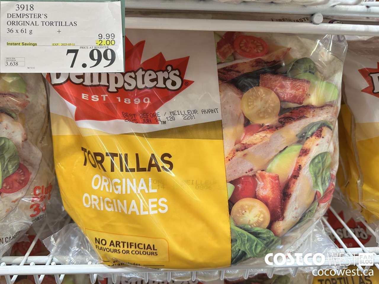 3918 DEMPSTER'S ORIGINAL TORTILLAS 36 X 61 G ($2.00 INSTANT SAVINGS EXPIRES ON 2025-05-11) $7.99