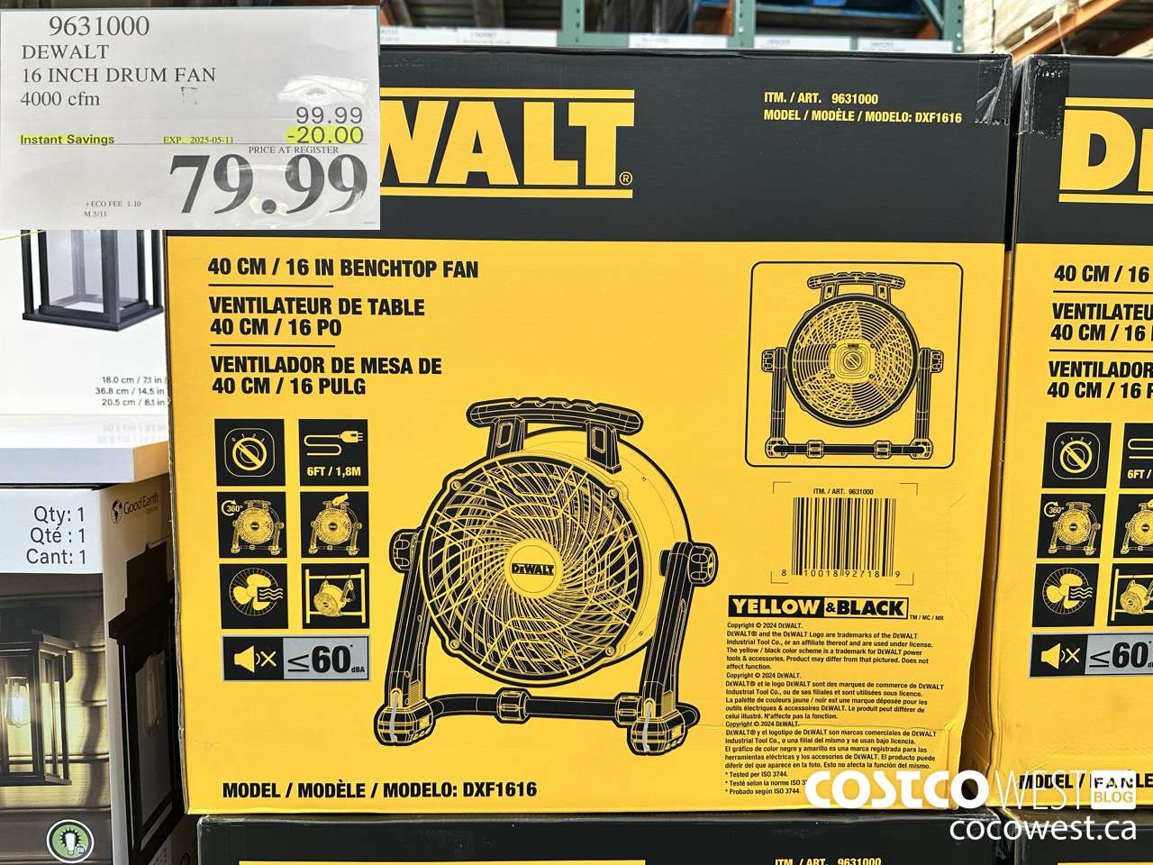 9631000 DEWALT 16 INCH DRUM FAN 4000 CFM ($20.00 INSTANT SAVINGS EXPIRES ON 2025-05-11) $79.99