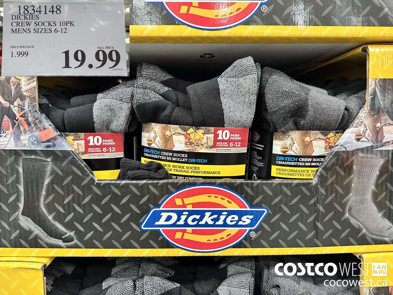 1834148 DICKIES CREW SOCKS 10PK MENS SIZES 6-12 $19.99
