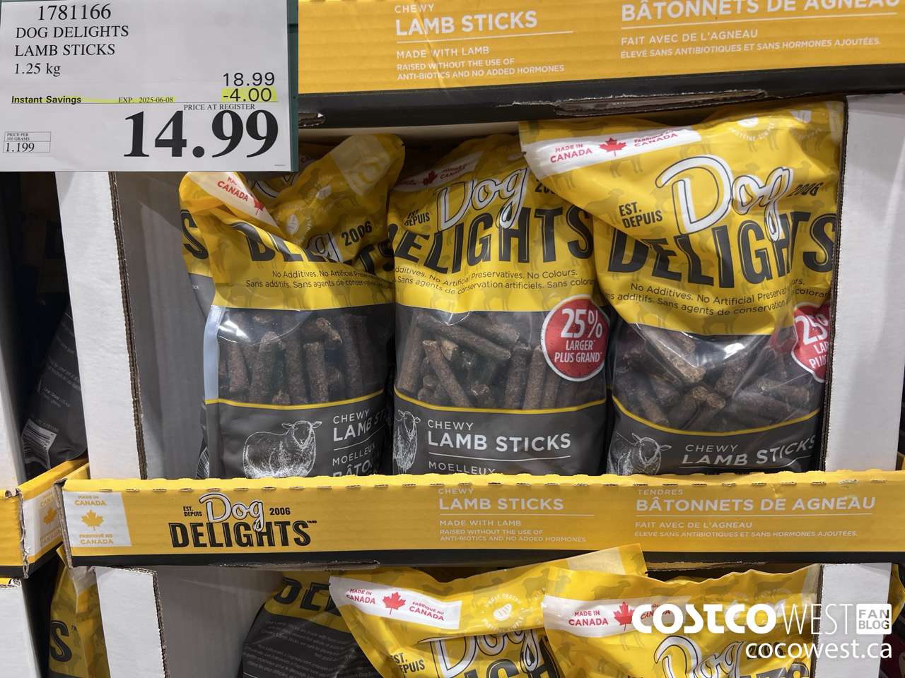 1781166 DOG DELIGHTS LAMB STICKS 1.25KG ($4.00 INSTANT SAVINGS EXPIRES ON 2025-06-08) $14.99