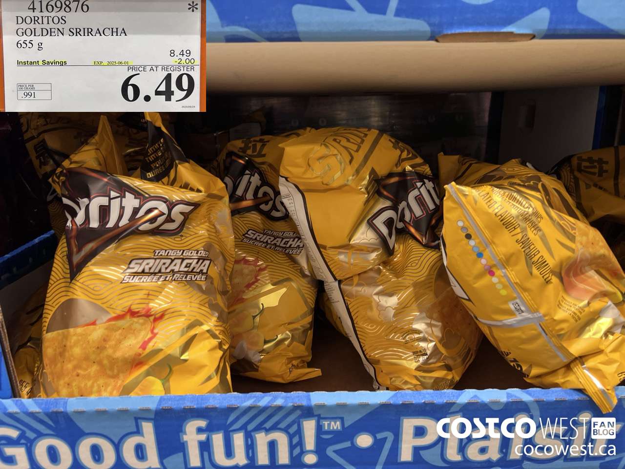 4169876 DORITOS GOLDEN SRIRACHA 655G ($2.00 INSTANT SAVINGS EXPIRES ON 2025-06-01) $6.49