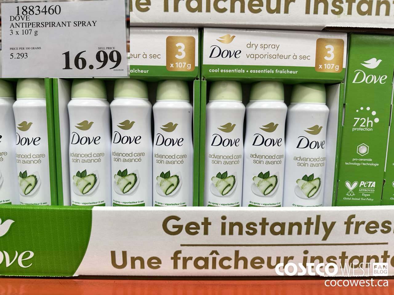 1883460 DOVE ANTIPERSPIRANT SPRAY 3 X 107G $16.99