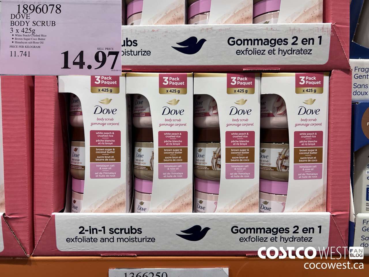 1896078 DOVE BODY SCRUB 3 x 425g $14.97