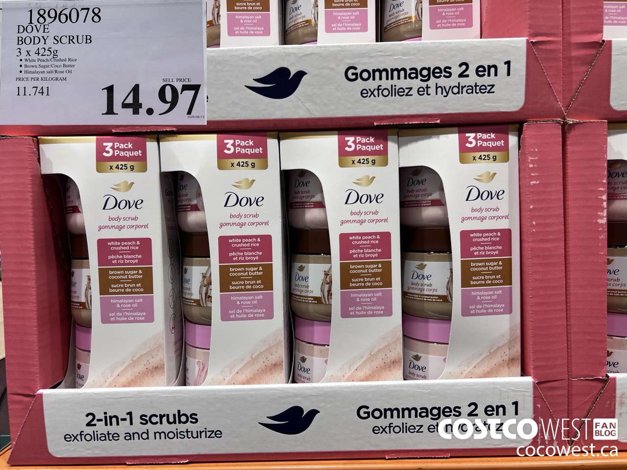 1896078 DOVE BODY SCRUB 3 x 425g $14.97