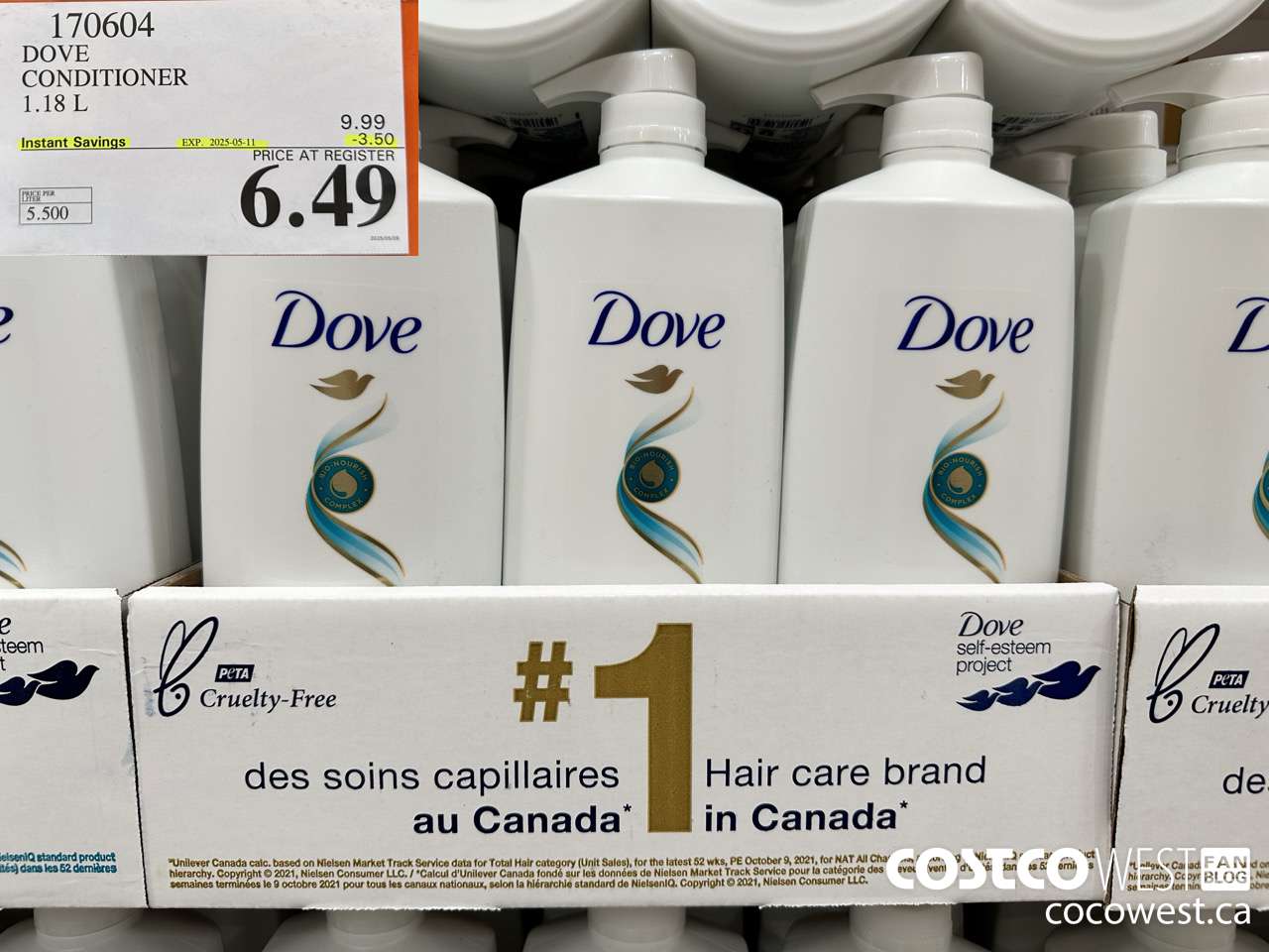170604 DOVE CONDITIONER 1.18 L ($3.50 INSTANT SAVINGS EXPIRES ON 2025-05-11) $6.49