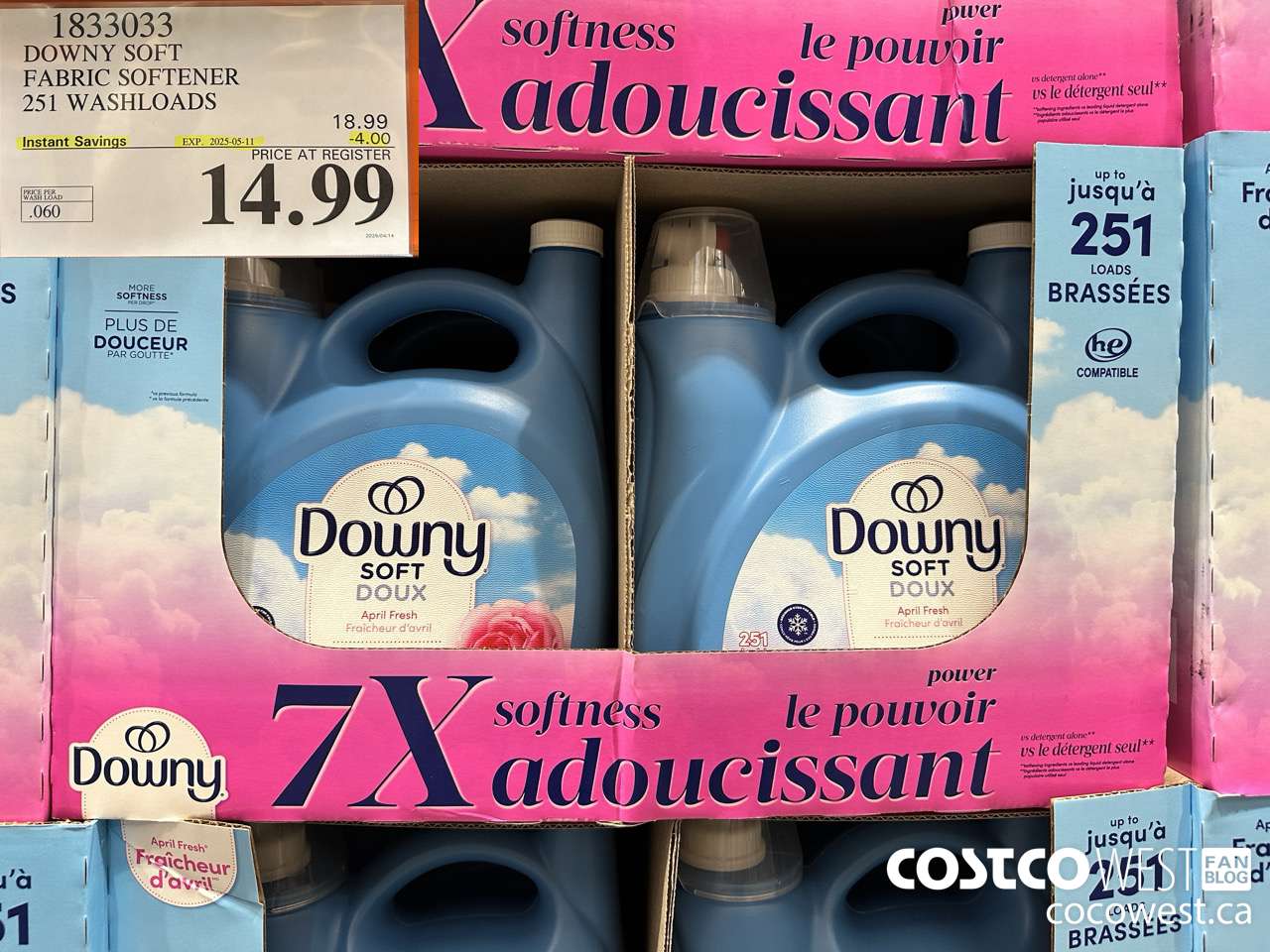 1833033 DOWNY SOFT FABRIC SOFTENER 251 WASHLOADS ($4.00 INSTANT SAVINGS EXPIRES ON 2025-05-11) $14.99