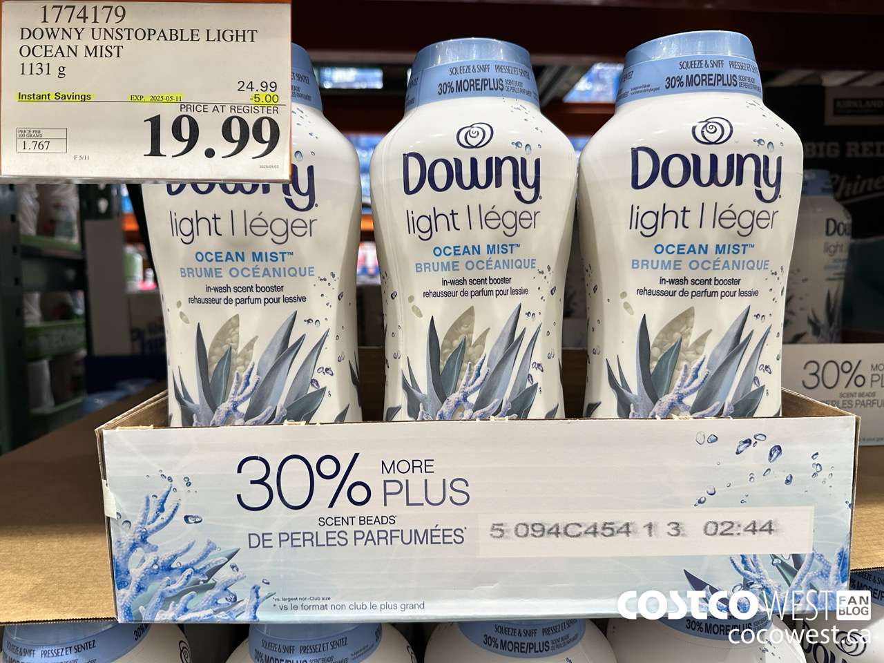 1774179 DOWNY UNSTOPABLE LIGHT OCEAN MIST 1131G ($5.00 INSTANT SAVINGS EXPIRES ON 2025-05-11) $19.99
