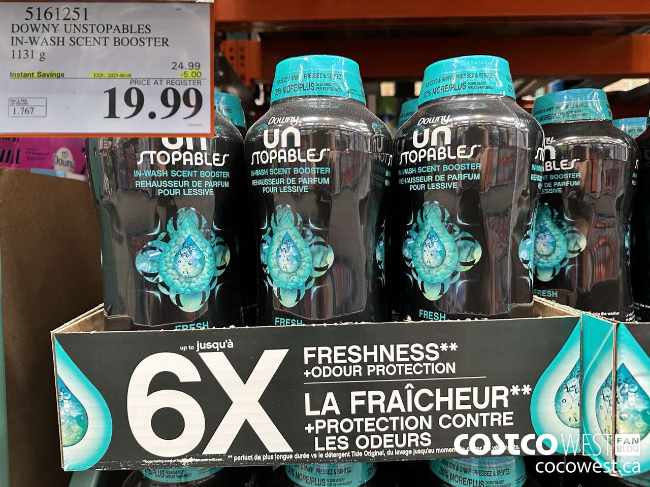 5161251 DOWNY UNSTOPPABLES IN-WASH SCENT BOOSTER 1131 g ($5.00 INSTANT SAVINGS EXPIRES ON 2025-06-08) $19.99