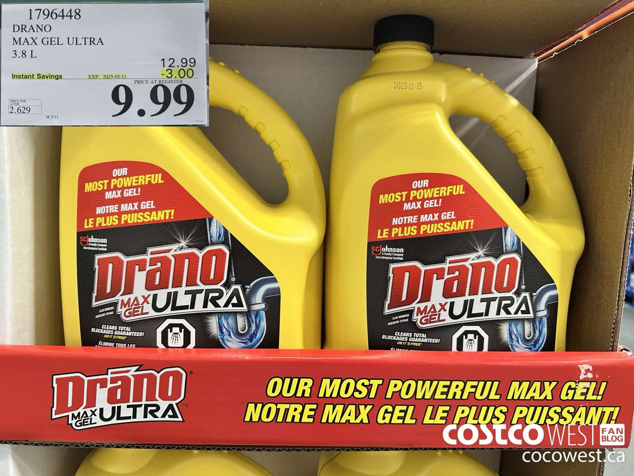 1796448 DRANO MAX GEL ULTRA 3.8L ($3.00 INSTANT SAVINGS EXPIRES ON 2025-05-11) $9.99
