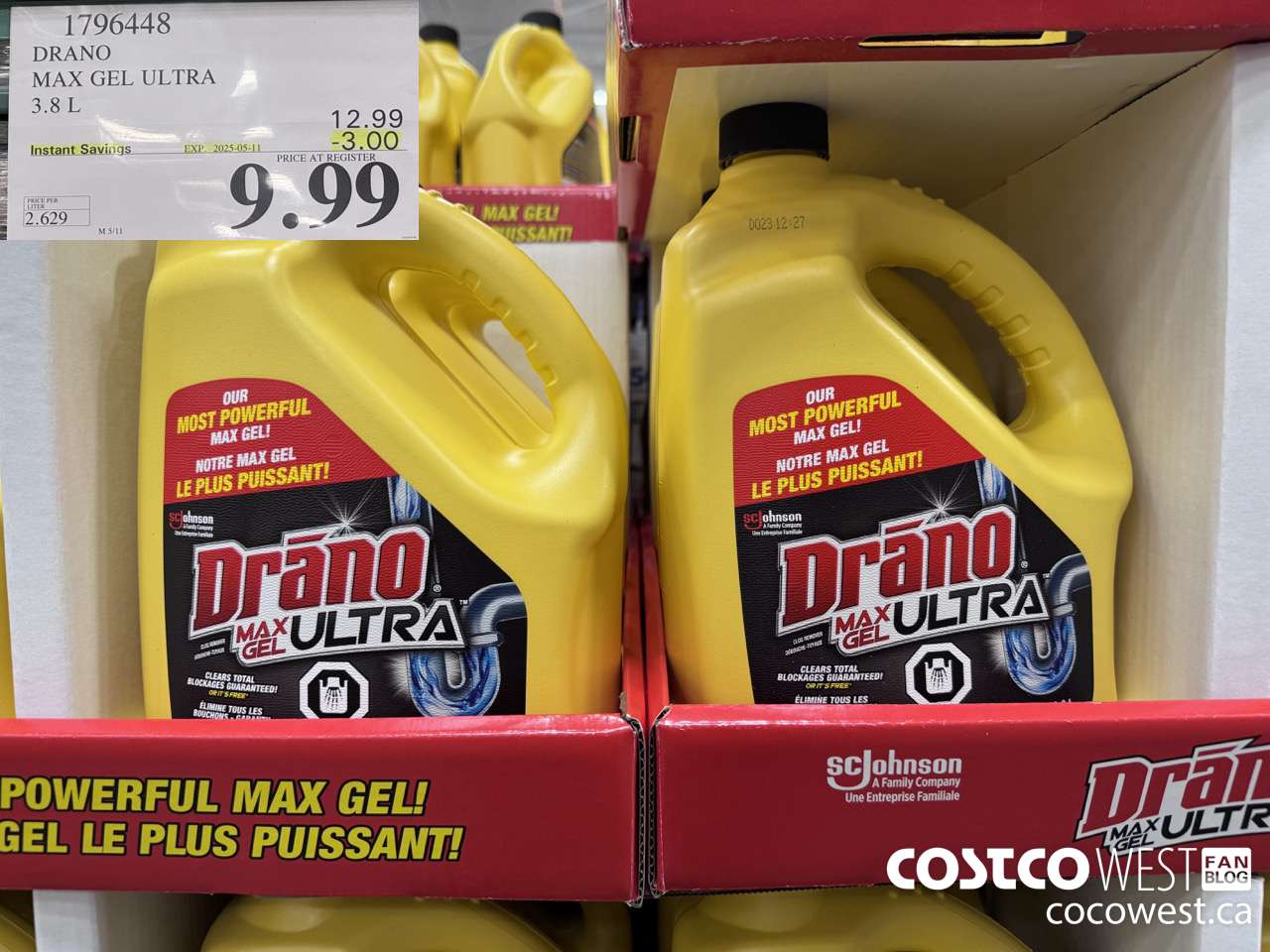 1796448 DRANO MAX GEL ULTRA 3.8L ($3.00 INSTANT SAVINGS EXPIRES ON 2025-05-11) $9.99