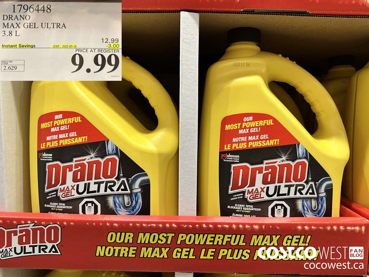 1796448 DRANO MAX GEL ULTRA 3.8L ($3.00 INSTANT SAVINGS EXPIRES ON 2025-05-18) $9.99