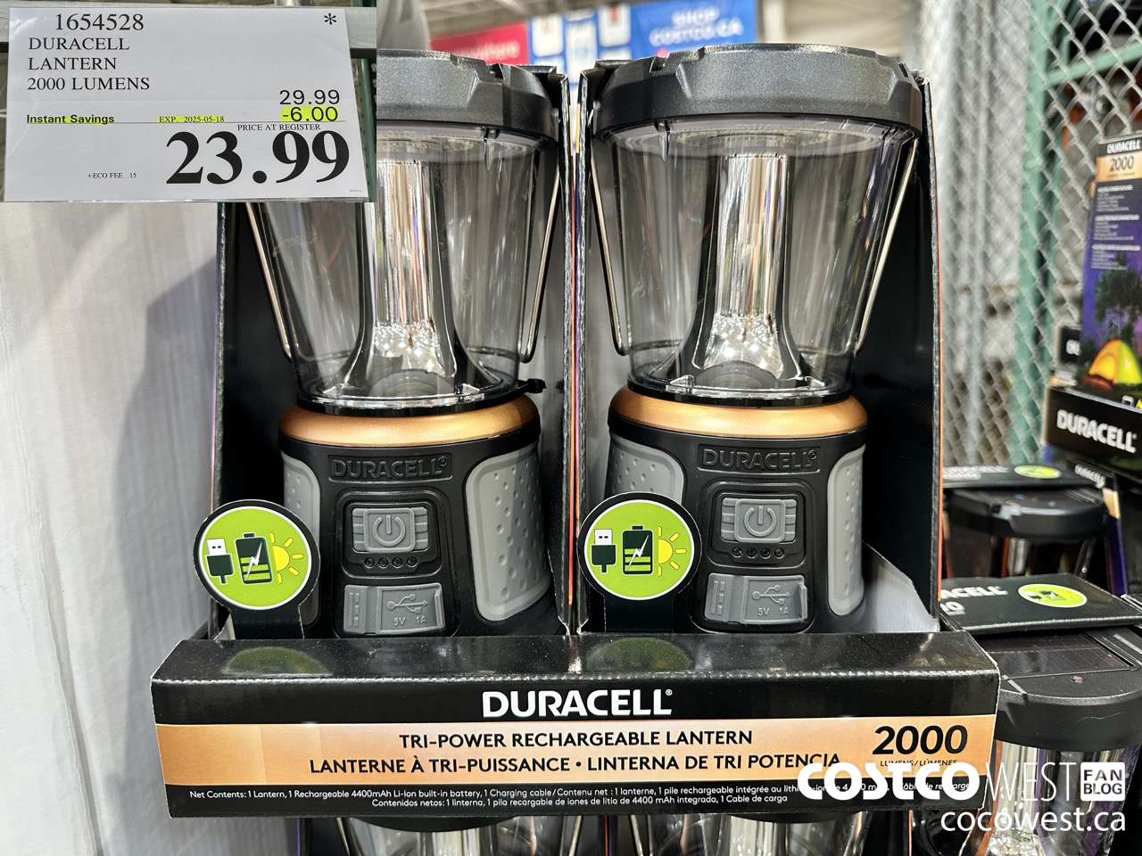 1654528 DURACELL 2000 LUMEN TRI-POWER LANTERN ($6.00 INSTANT SAVINGS EXPIRES ON 2025-05-18) $23.99