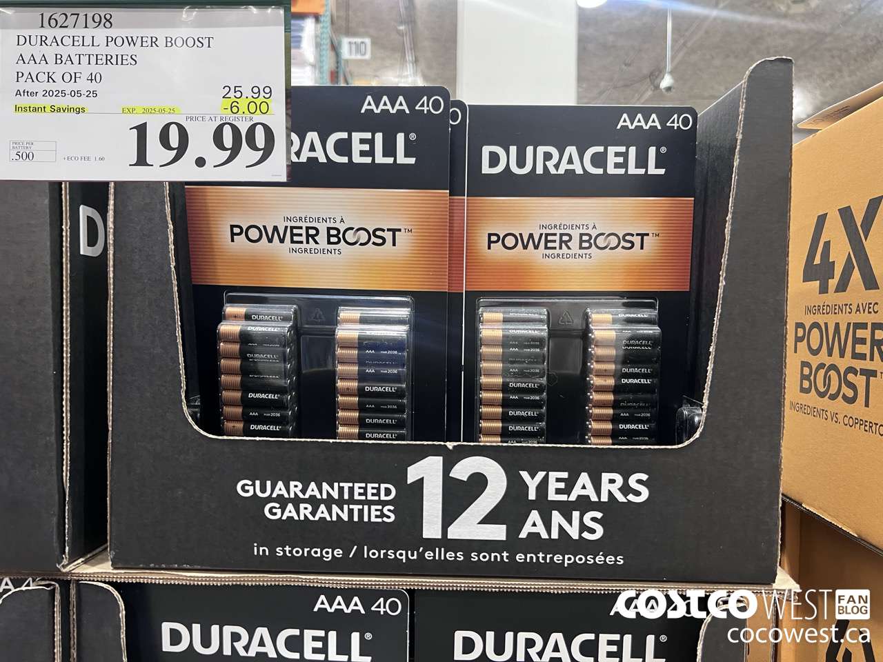 1627198 DURACELL POWER BOOST AAA BATTERIES PACK OF 40 ($6.00 INSTANT SAVINGS EXPIRES ON 2025-05-25) $19.99