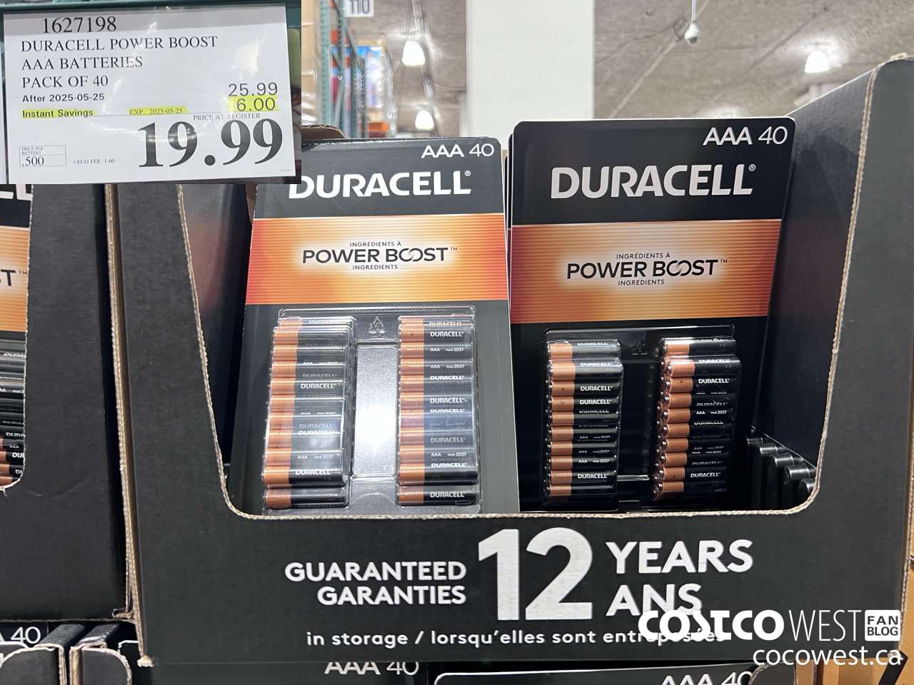 1627198 DURACELL POWER BOOST AAA BATTERIES PACK OF 40 ($6.00 INSTANT SAVINGS EXPIRES ON 2025-05-25) $19.99