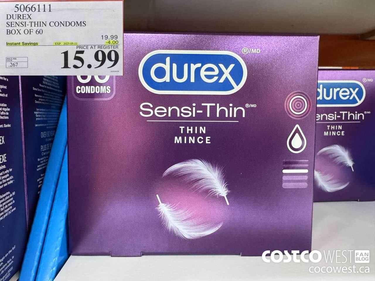 5066111 DUREX SENSI-THIN CONDOMS BOX OF 60 ($4.00 INSTANT SAVINGS EXPIRES ON 2025-05-11) $15.99