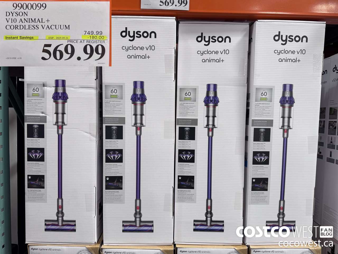 9900099 DYSON CYCLONE V10 ANIMAL + CORDLESS VACUUM CLEANER ($180.00 INSTANT SAVINGS EXPIRES ON 2025-05-11) $569.99