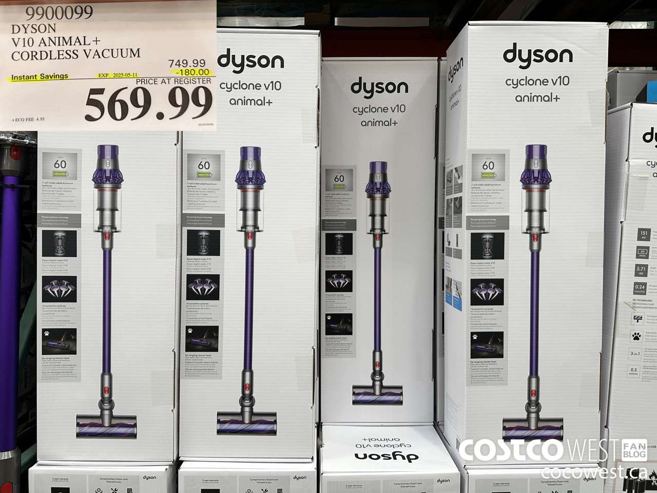 9900099 DYSON CYCLONE V10 ANIMAL + CORDLESS VACUUM CLEANER ($180.00 INSTANT SAVINGS EXPIRES ON 2025-05-11) $569.99
