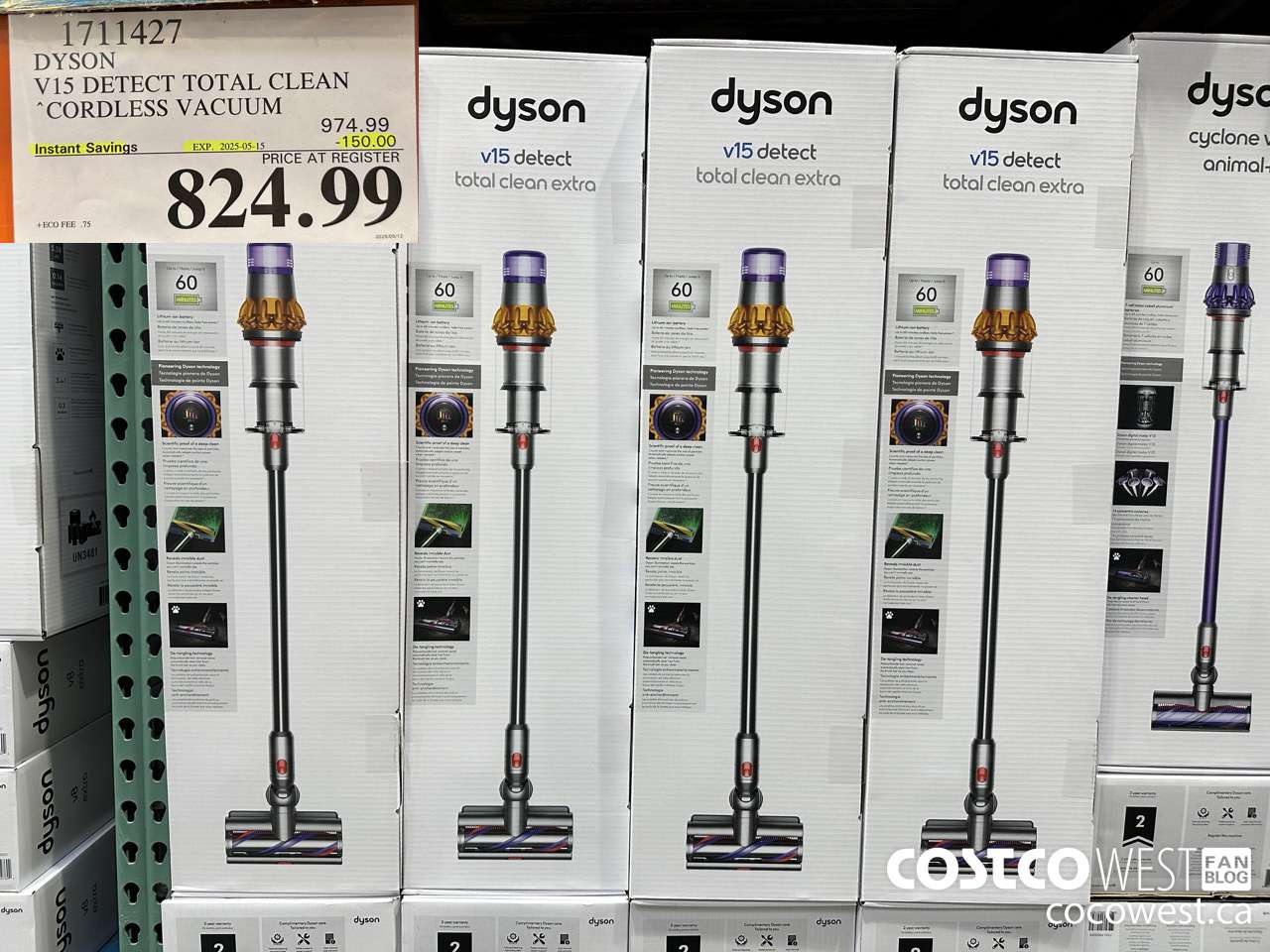1711427 DYSON V15 DETECT TOTAL CLEAN EXTRA STICK VACUUM ($150.00 INSTANT SAVINGS EXPIRES ON 2025-05-15) $824.99