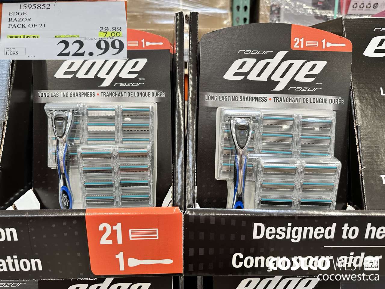 1595852 EDGE RAZOR PACK OF 21 ($7.00 INSTANT SAVINGS EXPIRES ON 2025-06-08) $22.99