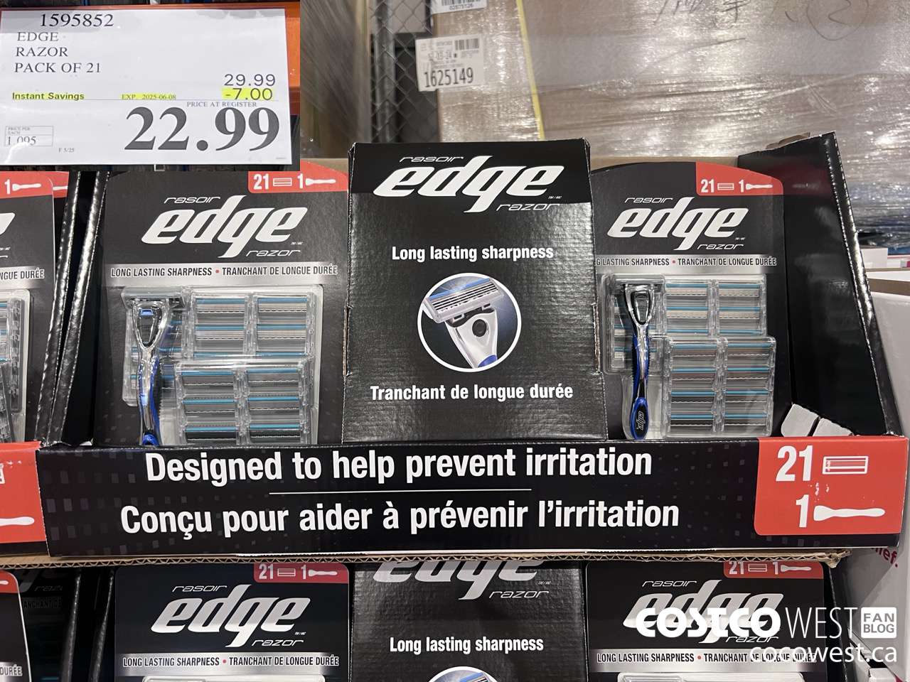 1595852 EDGE RAZOR PACK OF 21 ($7.00 INSTANT SAVINGS EXPIRES ON 2025-06-08) $22.99