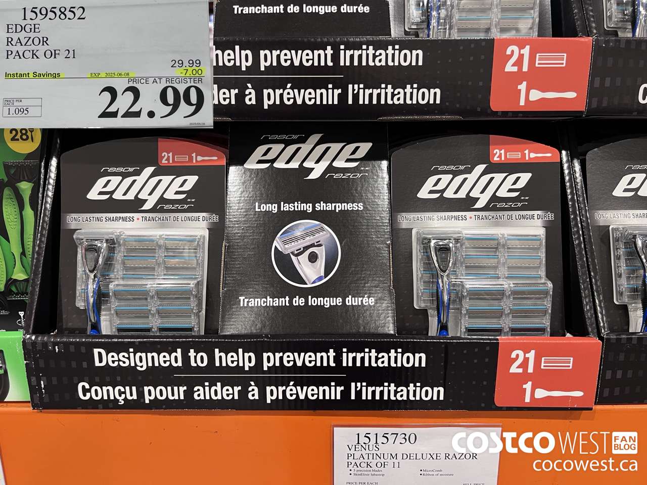 1595852 EDGE RAZOR PACK OF 21 ($7.00 INSTANT SAVINGS EXPIRES ON 2025-06-08) $22.99