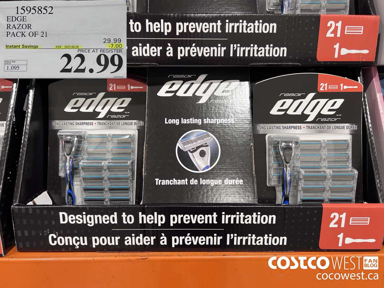 1595852 EDGE RAZOR PACK OF 21 ($7.00 INSTANT SAVINGS EXPIRES ON 2025-06-08) $22.99
