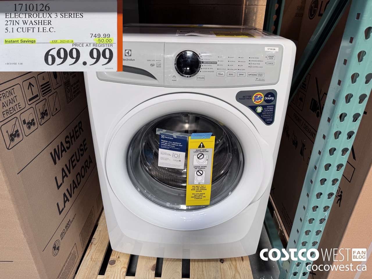 1710126 ELECTROLUX ELFW7337AW 5.1 CU FT WASHER ($50.00 INSTANT SAVINGS EXPIRES ON 2025-05-18) $699.99