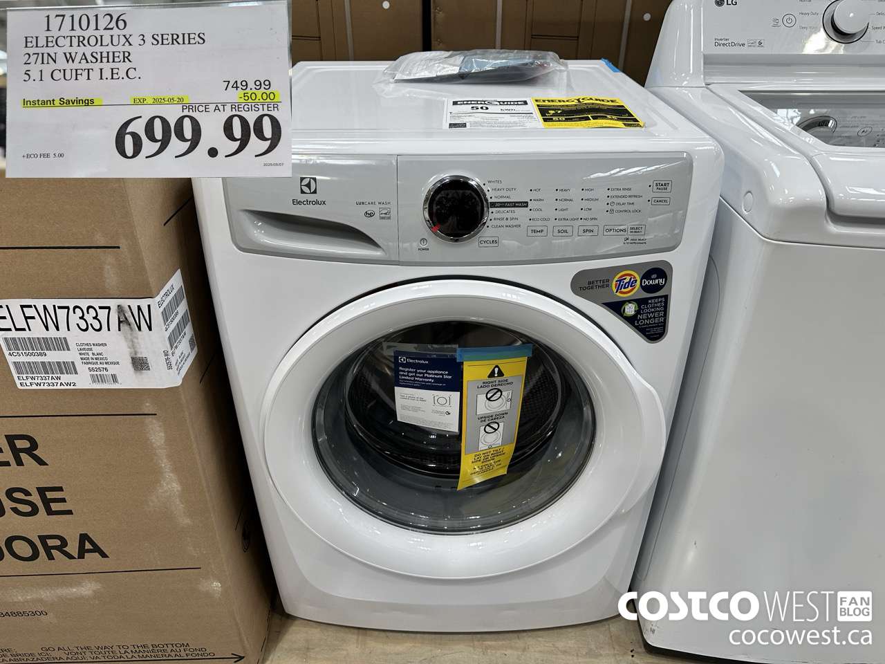 1710126 ELECTROLUX ELFW7337AW 5.1 CU FT WASHER ($50.00 INSTANT SAVINGS EXPIRES ON 2025-05-20) $699.99