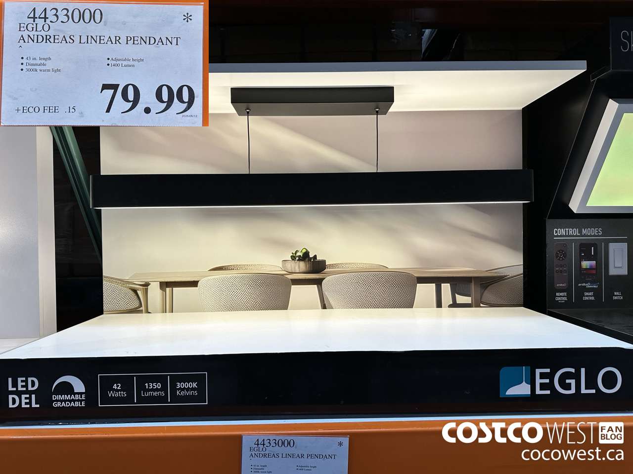 4433000 ELGO ANDREAS LINEAR PENDANT $79.99