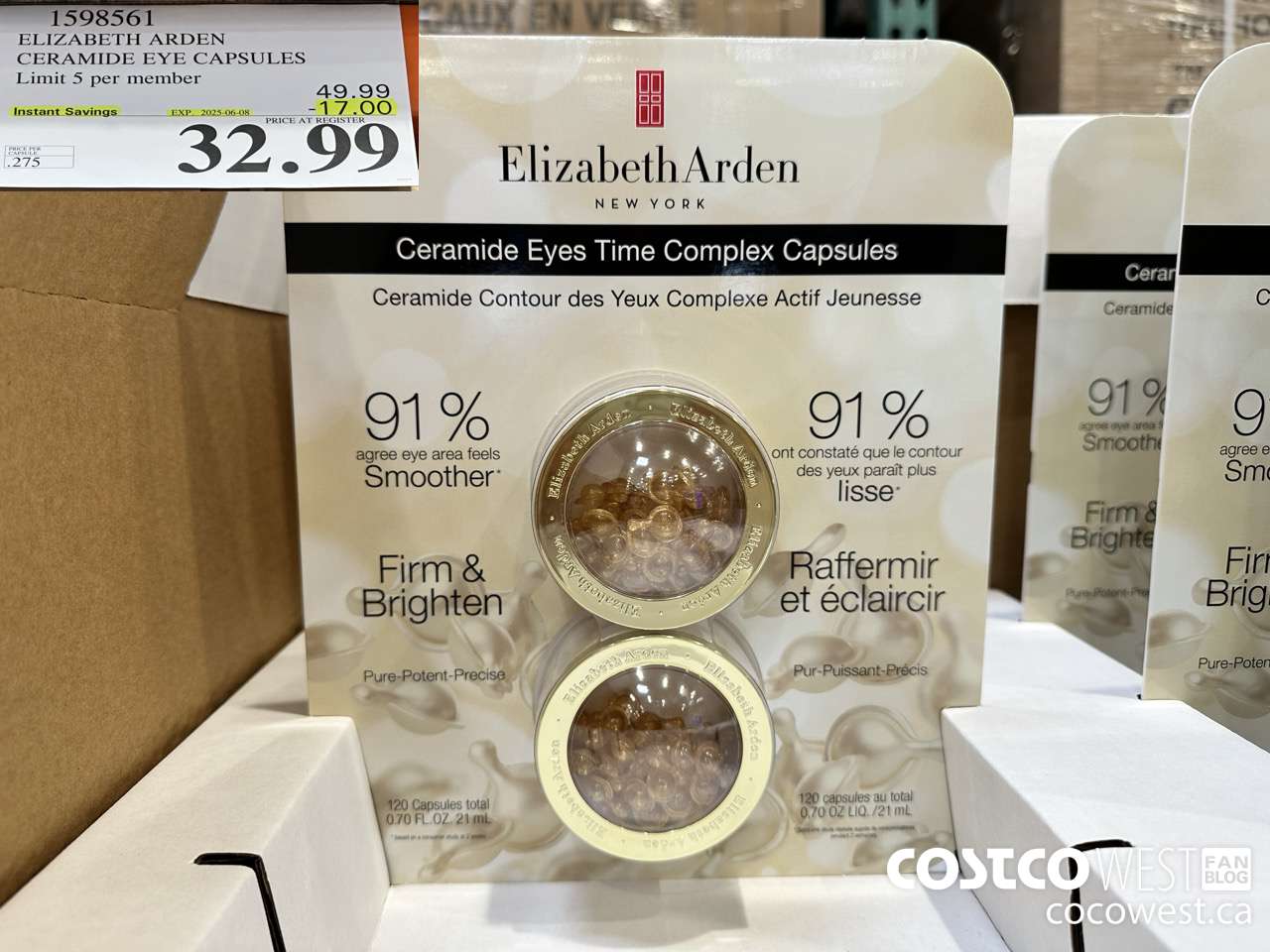 1598561 ELIZABETH ARDEN CERAMIDE EYE CAPSULES 2 X 60 CAPSULES ($17.00 INSTANT SAVINGS EXPIRES ON 2025-06-08) $32.99