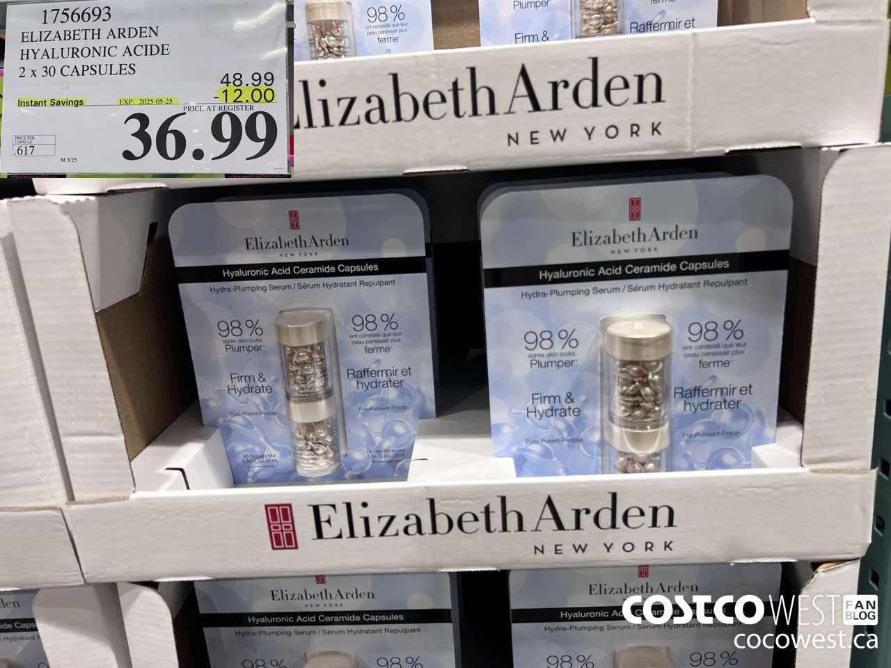 1756693 ELIZABETH ARDEN HYALURONIC ACIDE 2 X 30 CAPSULES ($12.00 INSTANT SAVINGS EXPIRES ON 2025-05-25) $36.99