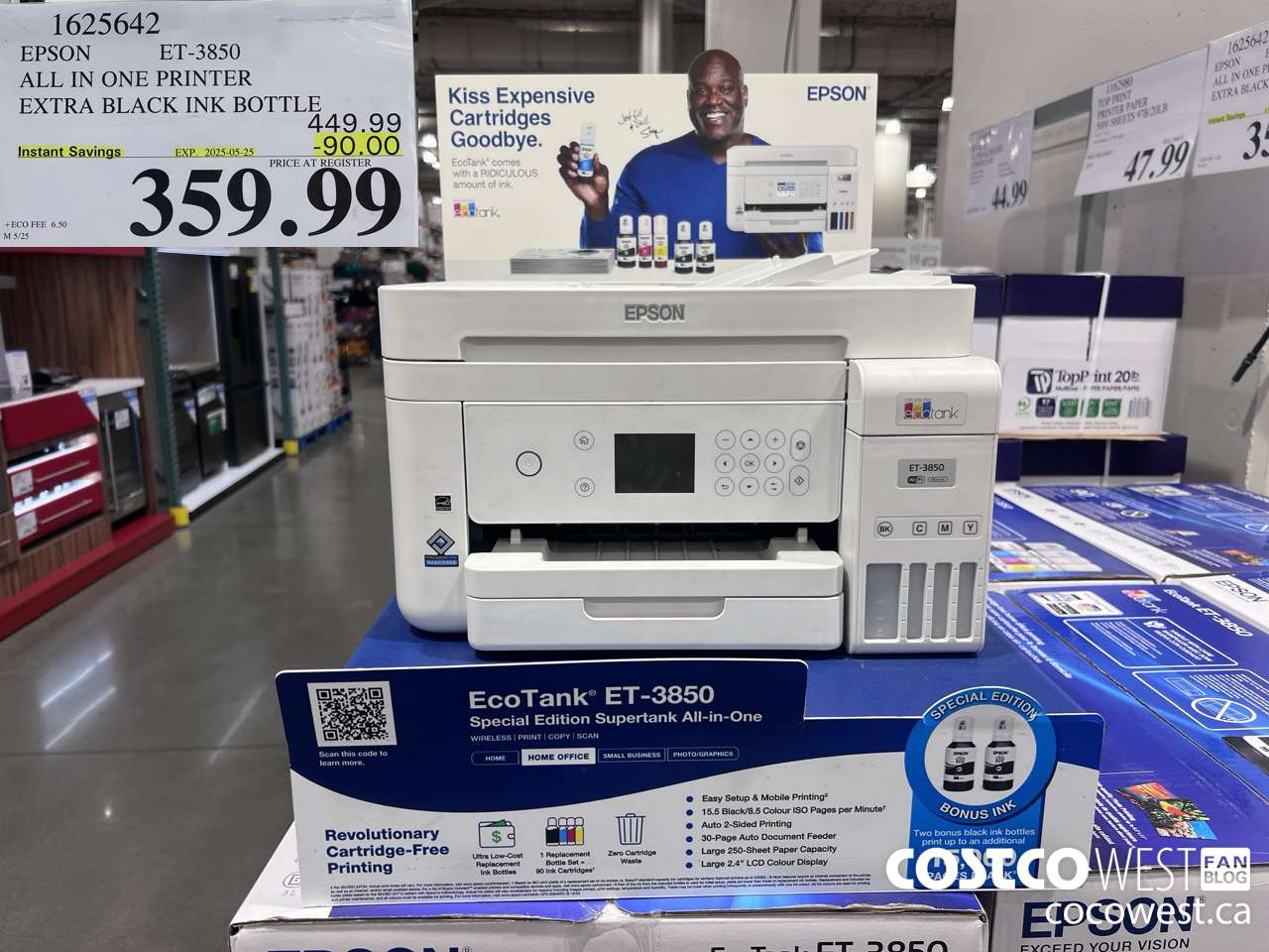 1625642 EPSON ET-3850 ALL IN ONE PRINTER EXTRA BLACK INK BOTTLE ($90.00 INSTANT SAVINGS EXPIRES ON 2025-05-25) $359.99