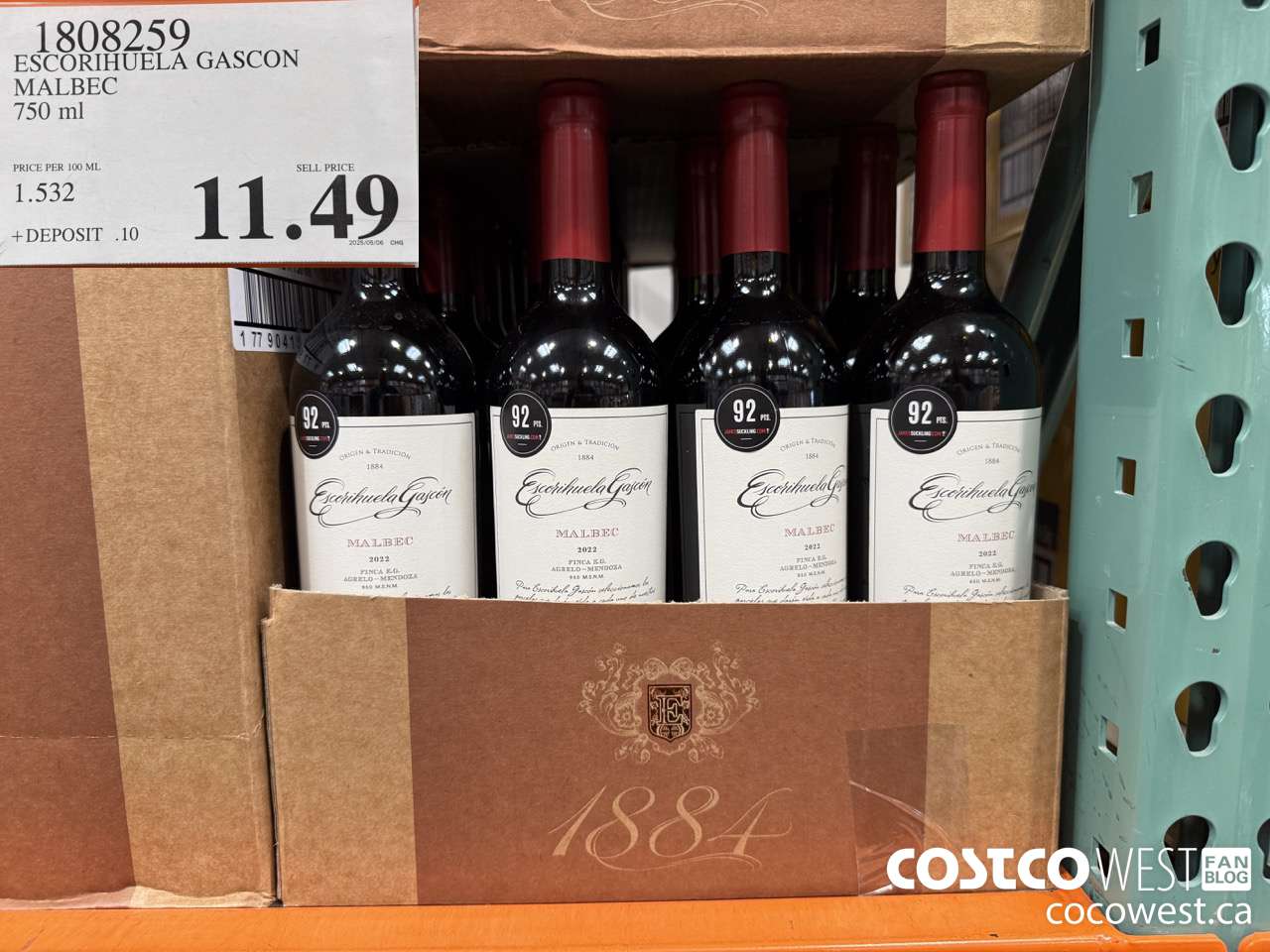 1808259 ESCORIHUELA GASCON MALBEC 750ML $11.49