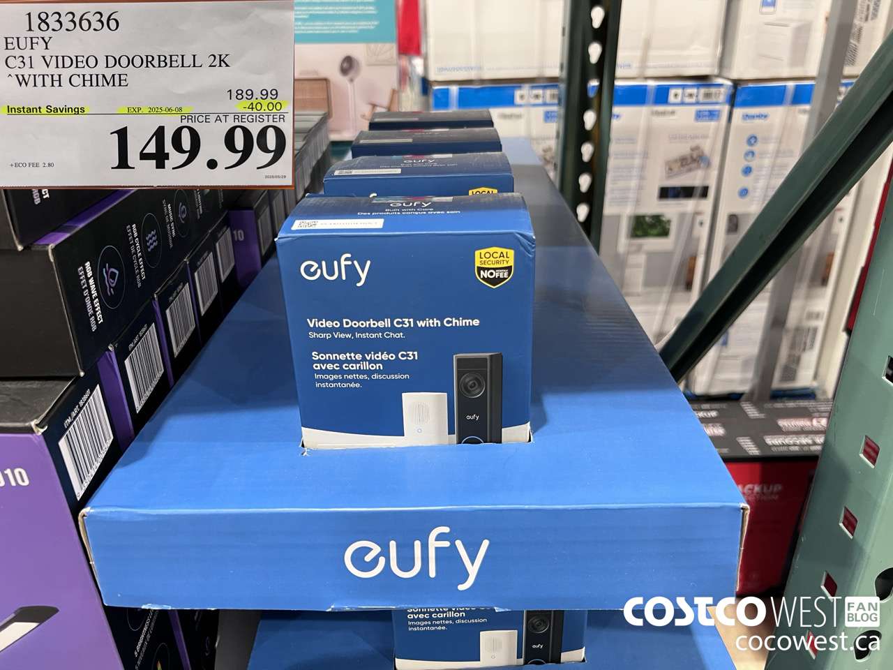 1833636 EUFY C31 VIDEO DOORBELL 2K WITH CHIME ($40.00 INSTANT SAVINGS EXPIRES ON 2025-06-08) $149.99