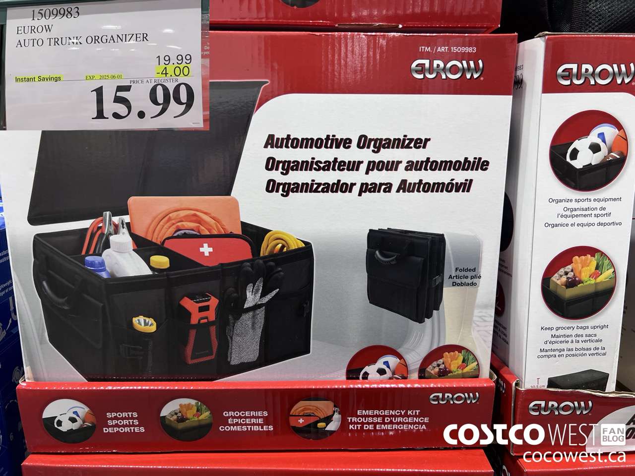 1509983 EUROW AUTO TRUNK ORGANIZER ($4.00 INSTANT SAVINGS EXPIRES ON 2025-06-01) $15.99