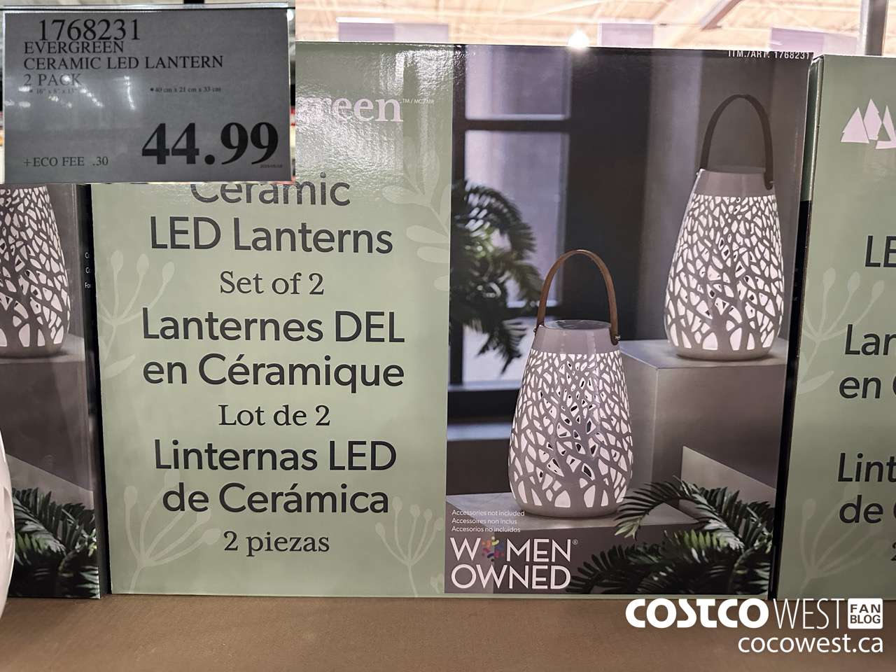 1768231 EVERGREEN CERAMIC LED LANTERN 2 PACK $44.99