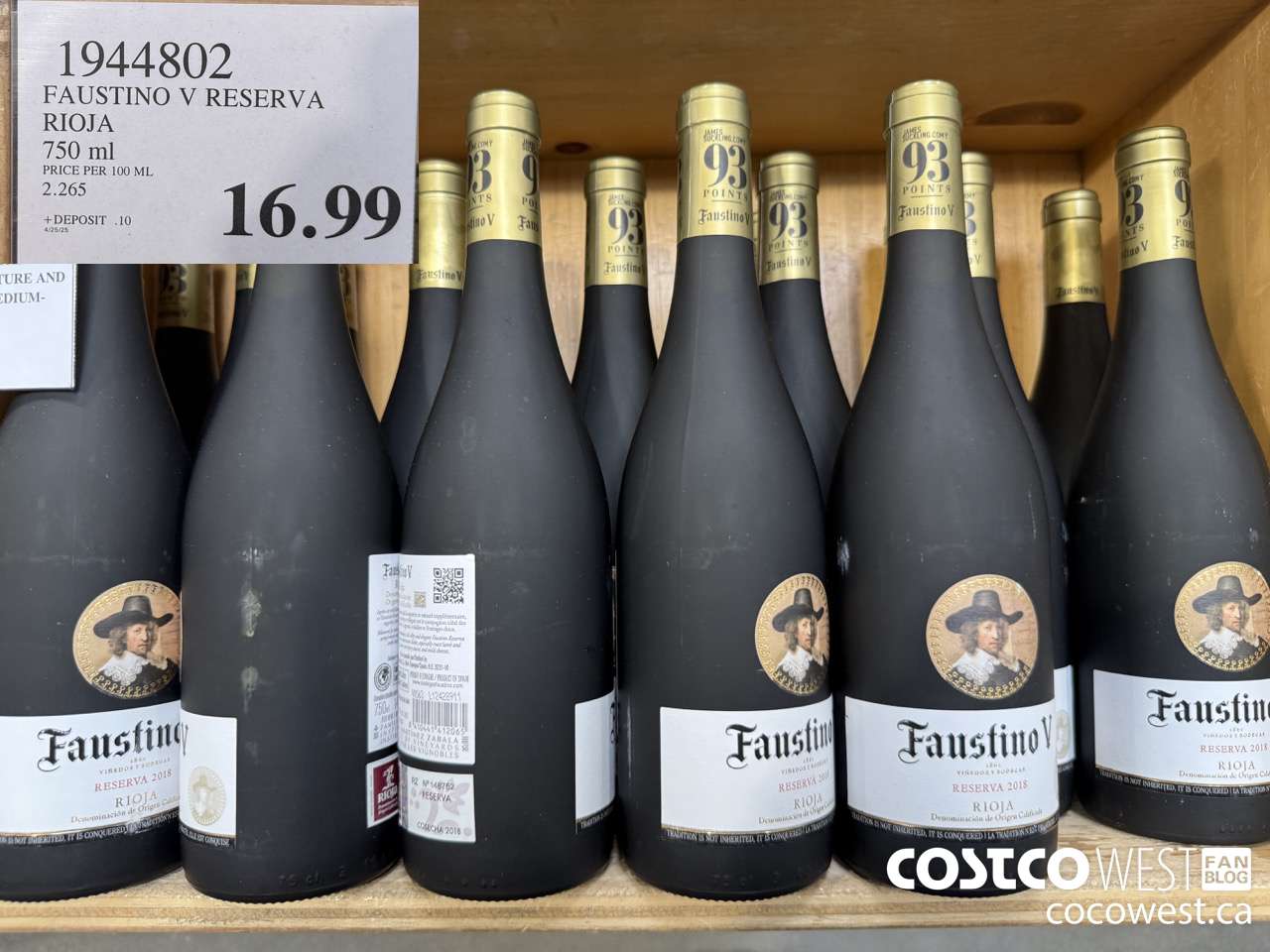 1944802 FAUSTINO V RESERVA RIOJA 750ML $16.99