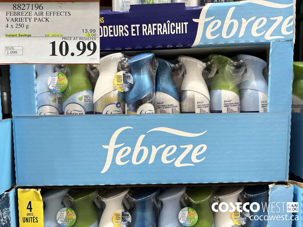 8827196 FEBREZE AIR EFFECTS VARIETY PACK 4 X 250 G ($3.00 INSTANT SAVINGS EXPIRES ON 2025-05-25) $10.99